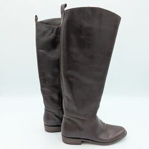 Westbound Women’s Brown Leather Tall Riding Boots Flat Casual Minimalist 7M